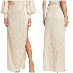Ronny Kobo NWOT Blythe Maxi Skirt Gold Floral Jacquard Small High Side Slit Silk